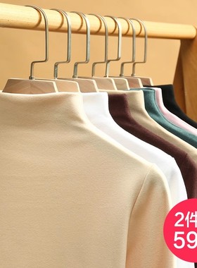 2025秋冬新款双面德绒半高领打底衫女内搭长袖可外穿洋气加绒上衣