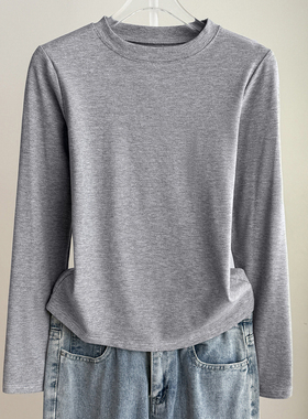 2025春秋新款莫代尔女士圆领打底衫外穿薄款洋气内搭修身长袖上衣