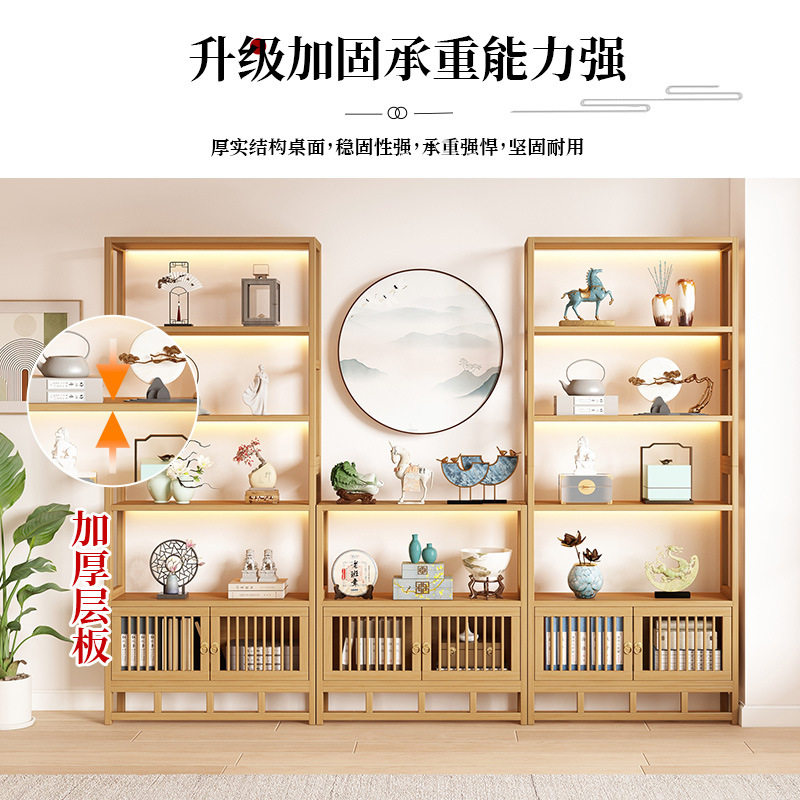 新中式博古架茶室置物架茶叶展示柜非实木隔断多宝阁客厅摆件架子