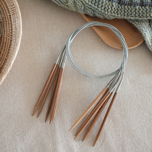环针手工编织棒针80cm长度环形针炭化棒针竹针织毛衣针钢丝绳环线