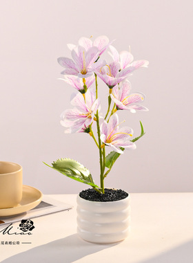 9头丝印小玉兰盆景创意仿真花家居影楼装饰摆件人造绿植仿真盆栽