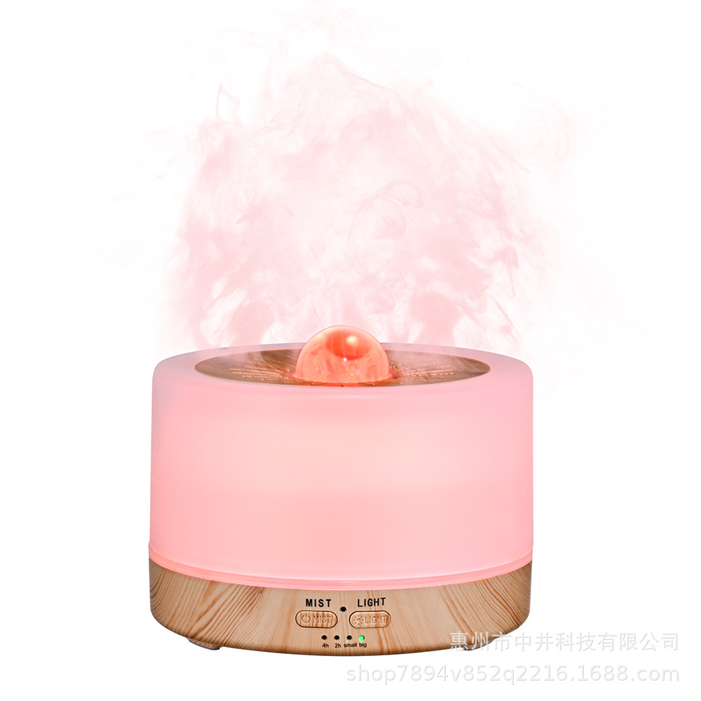 家用静音桌面水晶火焰香薰机卧室大容量办公室孕妇空调婴儿加湿器