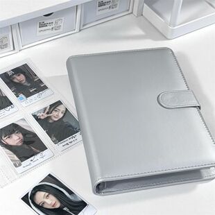 小红书同款高颜值简约纯色PU银色卡册a5便携式卡册少女心ins简约