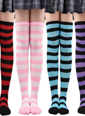 Fashion Striped Knee Socks Women Cotton Stockings Thigh High