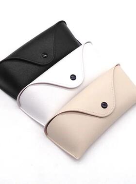 1pc Durable Leather Glasses Case Sunglasses Solid Color Pouc