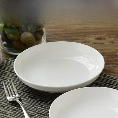 4 pure white round plates Dinner plate home cerami