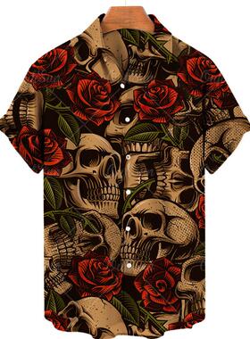 Hawaiian men's casual short sleeve shirt夏威夷男休闲短袖