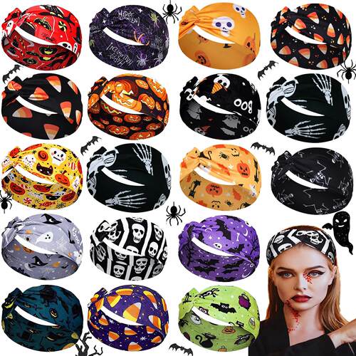Halloween printed skull pumpkin sports headband 运动发带