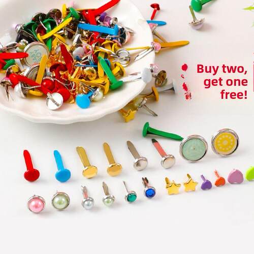 100PCS/SET Mini Metal Circular Split Pins Paper Fasteners DI