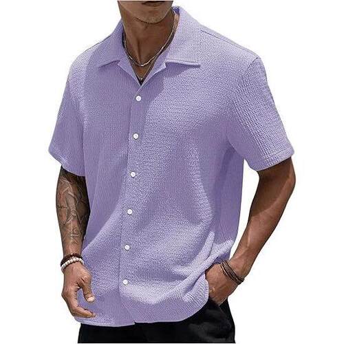 2025 short sleeved fashionable casual button up shirt