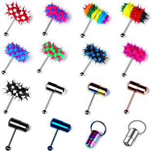 1Piece Surgical Steel Vibrating Tongue Ring 16G Tongue Pierc