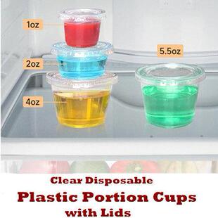 Clear Disposable Plastic Portion Cups with Lids Containers