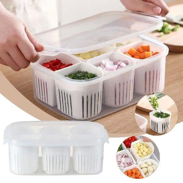 6 Grid Refrigerator Storage Box Fridge Organizer Food Box