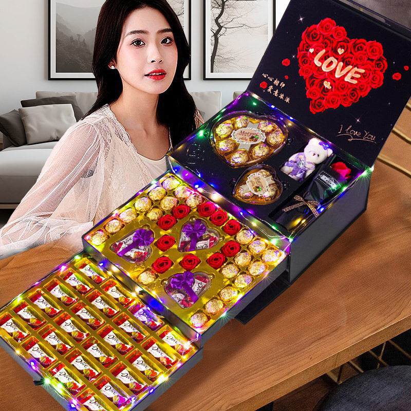 德芙心语巧克力礼盒装生日礼物送女友老婆实用零食送贺卡礼袋正品