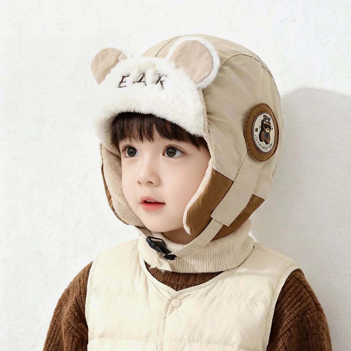 儿童雷锋帽冬季加厚保暖宝宝卡通护耳帽子男女童小孩防风飞行员帽