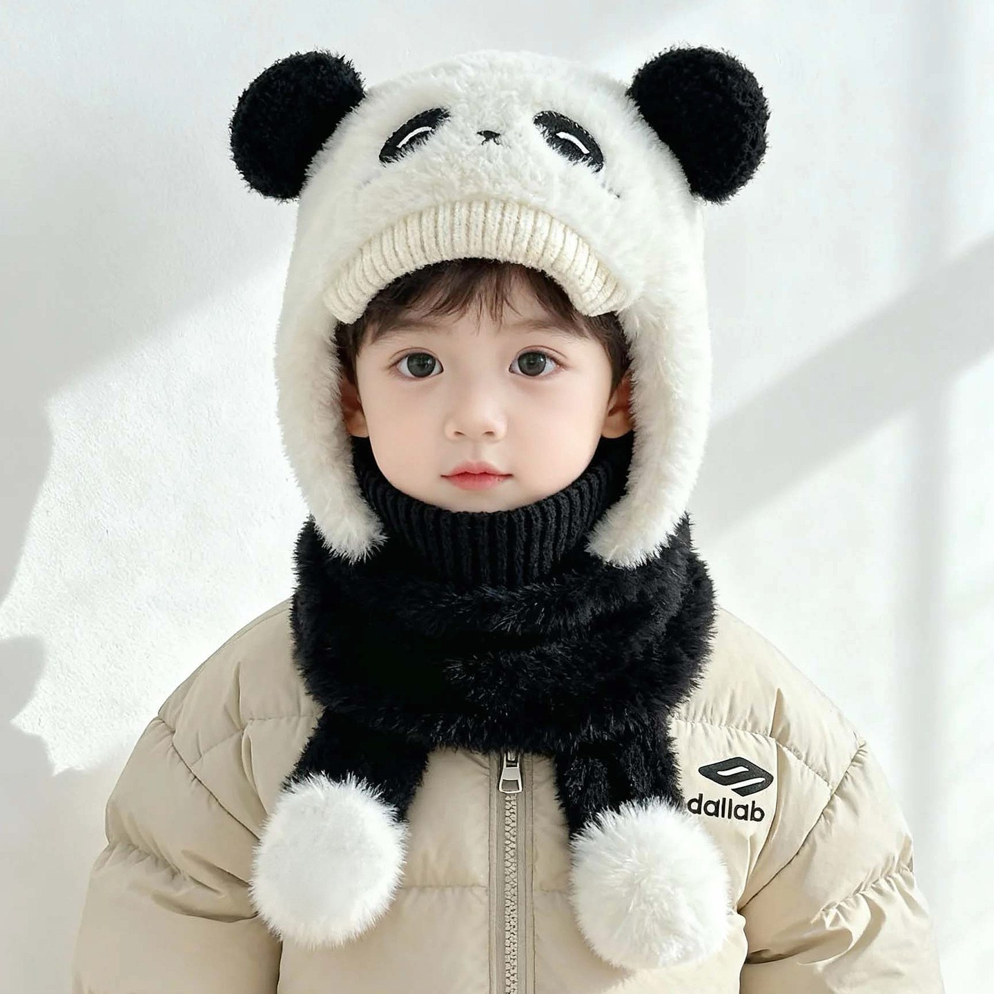 儿童帽子围脖口罩一体秋冬季超萌