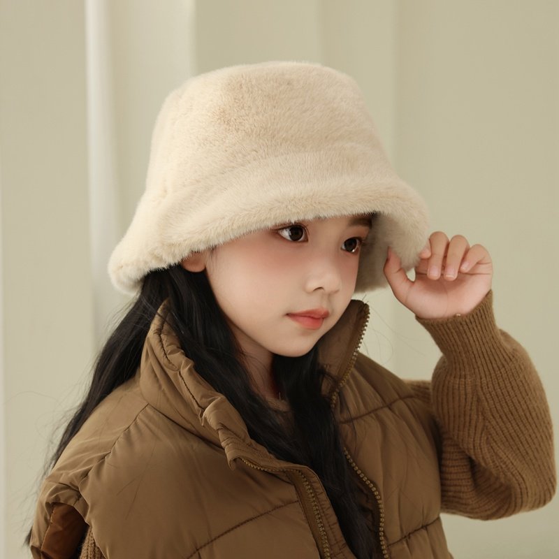 儿童帽子秋冬季时尚洋气女童加厚保暖渔夫帽小女孩盆帽宝宝毛绒帽