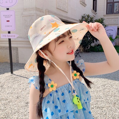 棉渔夫帽大檐透气网眼儿童防晒帽