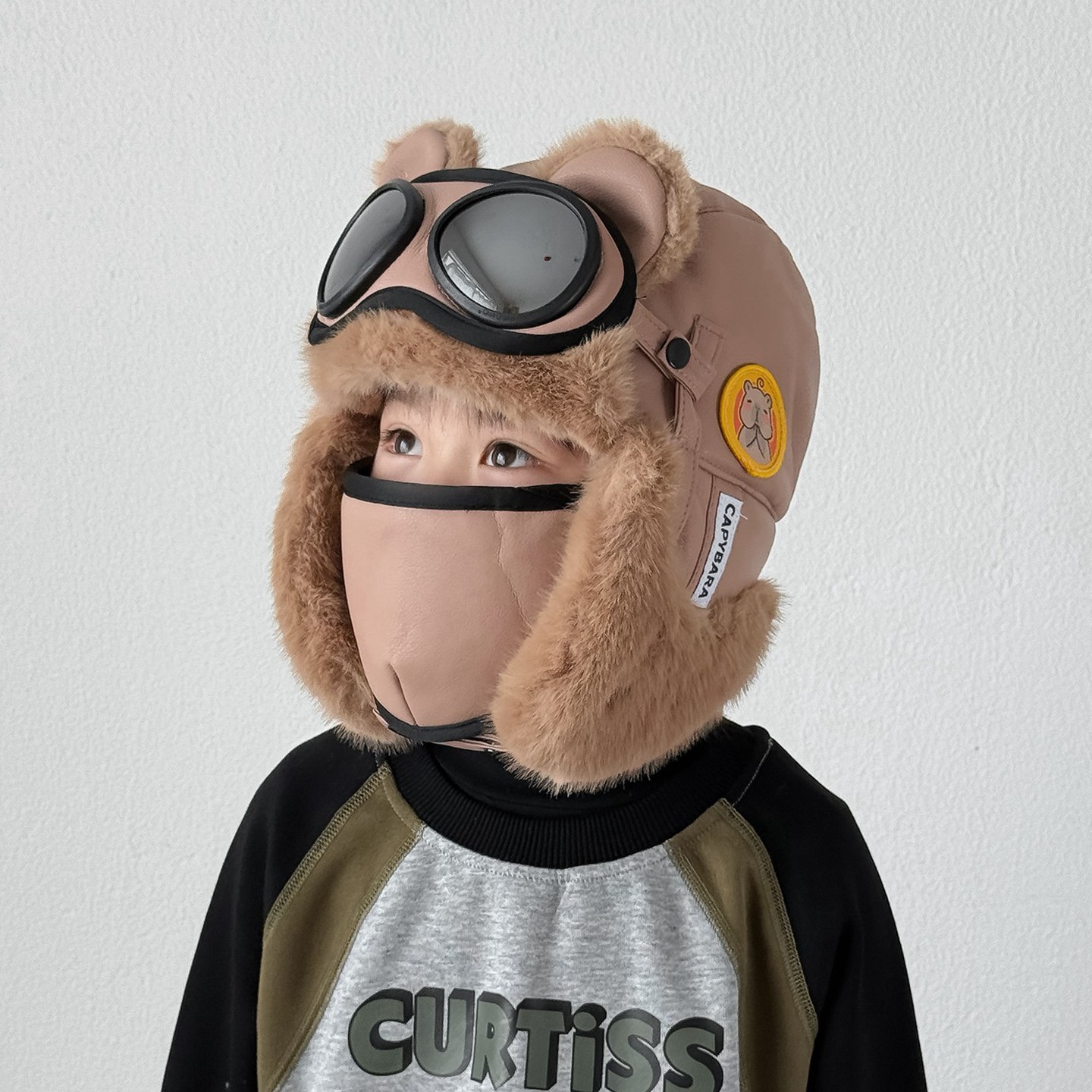 儿童帽子冬季小熊男童雷锋帽