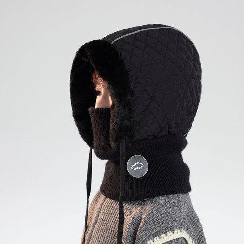 儿童帽子秋冬季加绒厚款一体帽