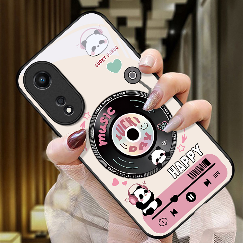 适用OPPOA58手机壳PHJ110的熊猫唱片手机套A58新款玻璃oppo保护套防摔软壳硅胶男女款网红可爱情侣卡通超薄全