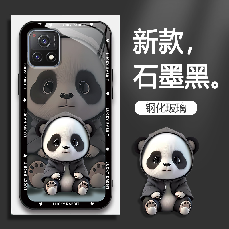 适用vivoY31S手机壳V2054A的熊猫手机套Y31S新款vivo保护套防摔软壳硅胶玻璃男女款网红可爱情侣卡通超薄全包