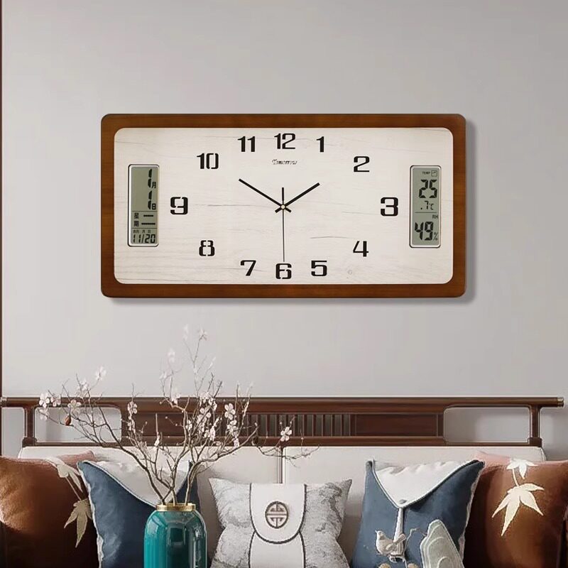 实木挂钟客厅2023新中式钟表家用中国风石英钟餐厅玄关表挂墙时钟