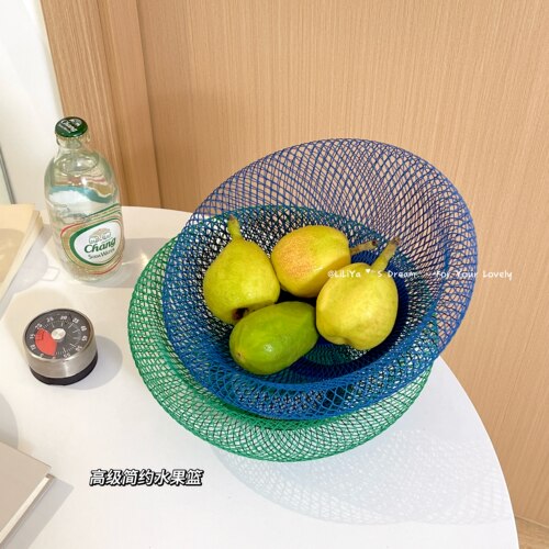 北欧ins风高颜值果篮铁艺鸟巢收纳盘茶几零食筐洗菜沥水篮水果盘
