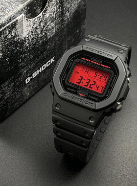 卡西欧G-SHOCK手表男DW-5600BBR-1血鹤方块LED防水液晶数显学生