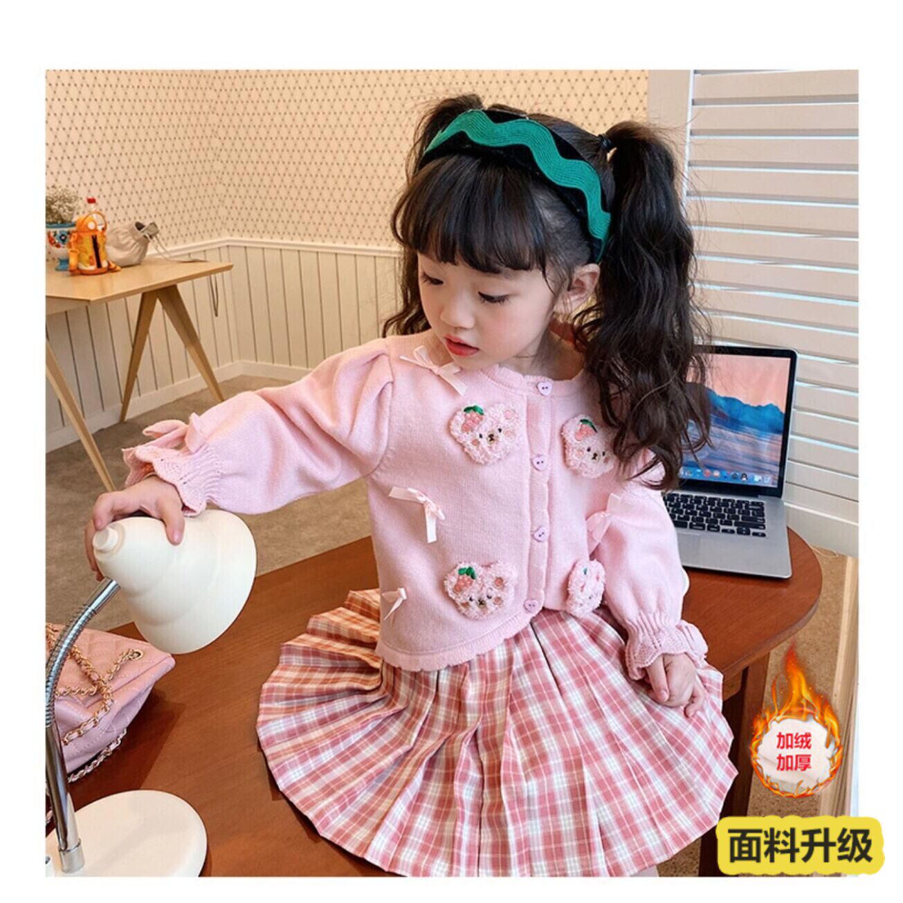 女童2025春秋款洋气女孩针织开衫外套儿童韩版学院风外套