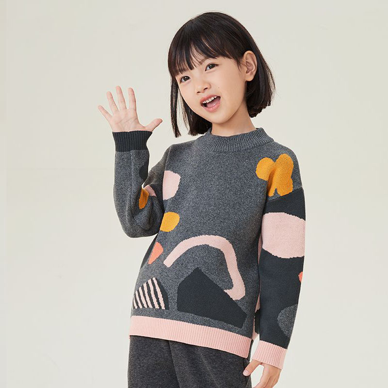 2026童装春秋冬款儿童毛衣女童针织衫中大童百搭撞色毛衣