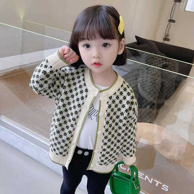 女童开衫毛衣洋气时尚儿童秋装上衣网红秋季女宝宝韩版针织衫外套