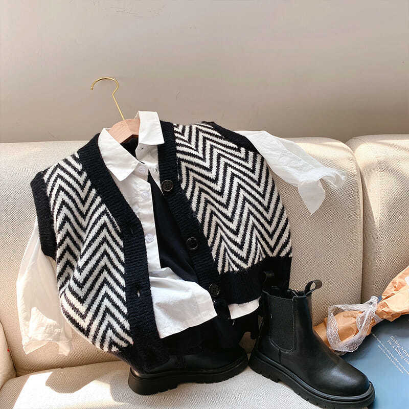 韩版儿童眯眯眼无袖毛衣秋季新品