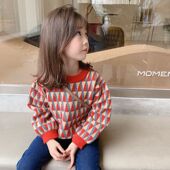女童毛衣套头童装 宝宝儿童女孩外穿加厚针织打底上衣 2025秋冬新款