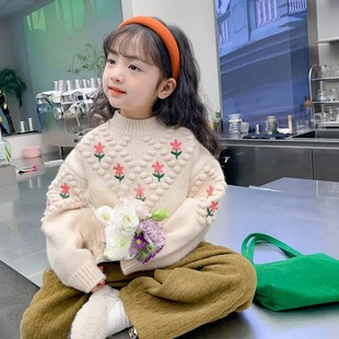 洋气宝宝时髦打底衫 女童毛衣2025新款 套头内搭针织衫 儿童装 秋冬装
