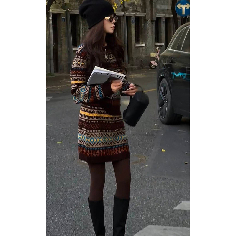 洋气美式上衣短裙针织两件套女