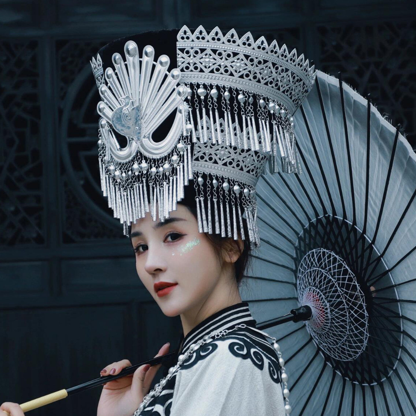 彝族帽子女头饰成人双层帽发饰女