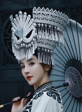 彝族帽子女头饰成人双层帽发饰女