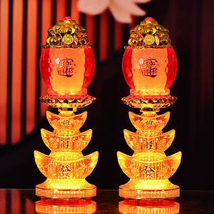 财神灯供佛灯堂灯家用佛具长明灯招财灯电烛台土地祖先蜡烛灯一对