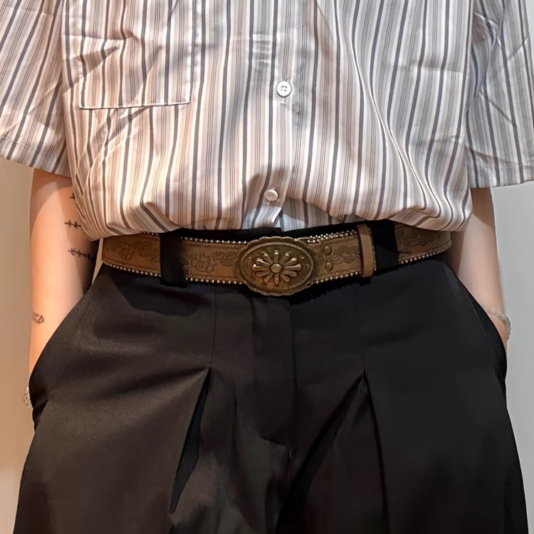 棕色复古腰带男款2025新款小众配牛仔裤皮带潮流年轻人装饰宽裤带