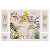 金丝雀 5D五宫格电视背景墙8D壁画客厅布画影视墙3D墙布18D ANARY