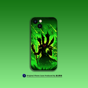 魔兽世界WOW古尔丹插画手机壳适用于苹果14 11液态硅胶iPhone15ProMax光面钢化玻璃定制安卓保护壳 13全包12