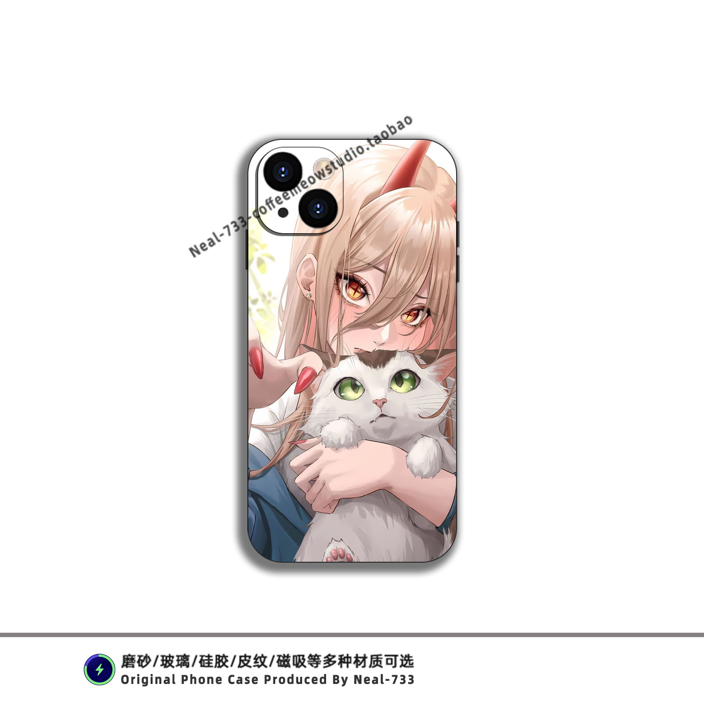 电锯人帕瓦猫咪全包防摔手机壳适用苹果15小米14华为荣耀VIVO液态硅胶OPPO动漫周边iPhone16ProMax磨砂磁吸壳