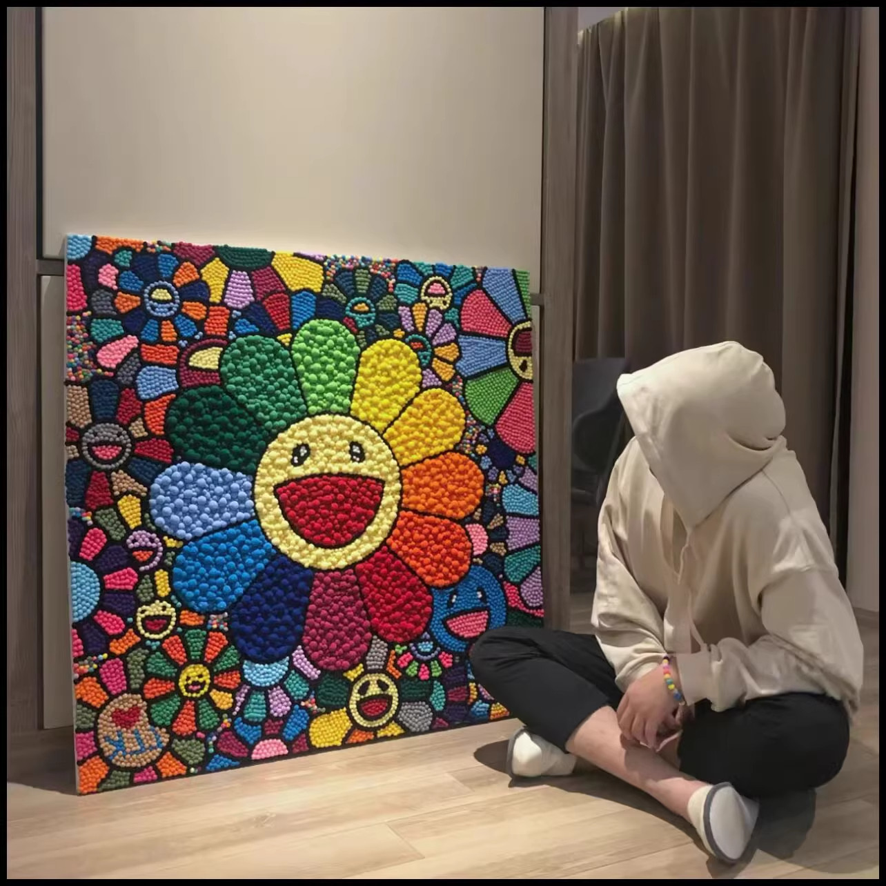 太阳花diy毛球画解压手工材料包图片
