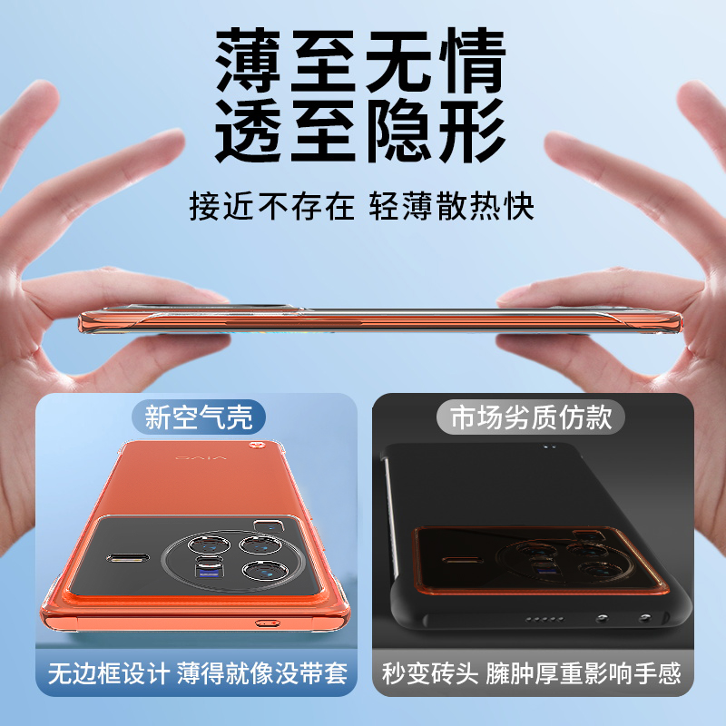列特vivox80手机壳新款超薄无边框x80pro透明镜头全包x80保护套男