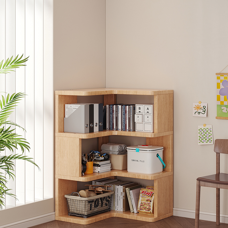 儿童书架落地置物架实木书柜转角