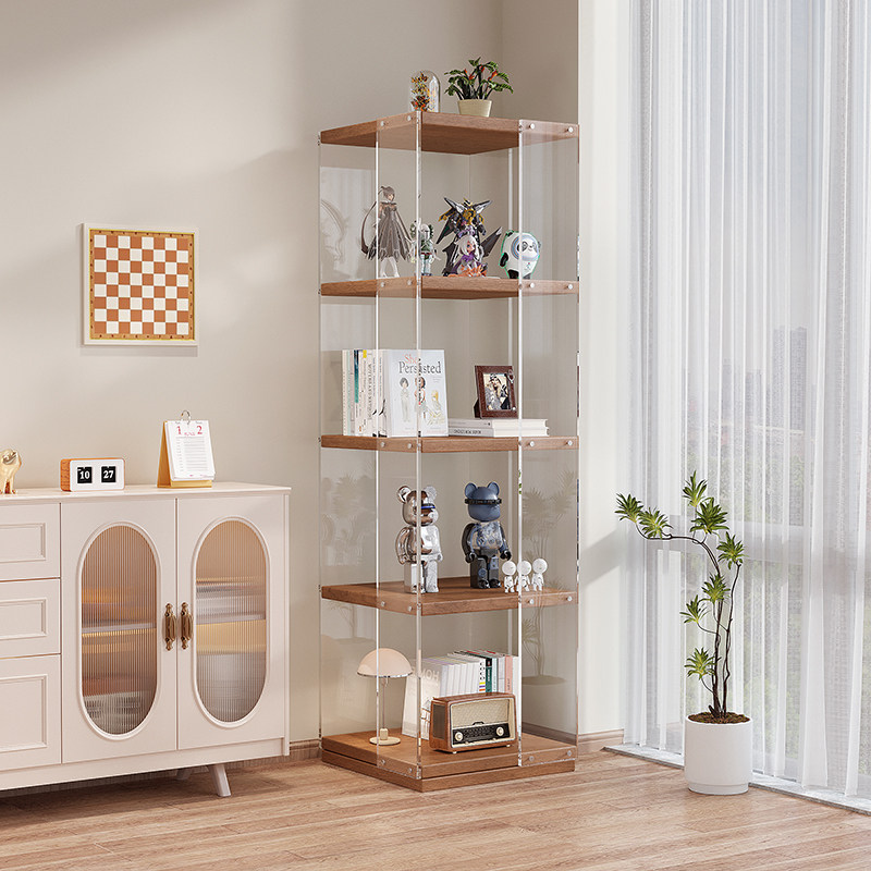 360度旋转书架儿童书柜学生家用客厅落地置物架一体靠墙边小窄柜