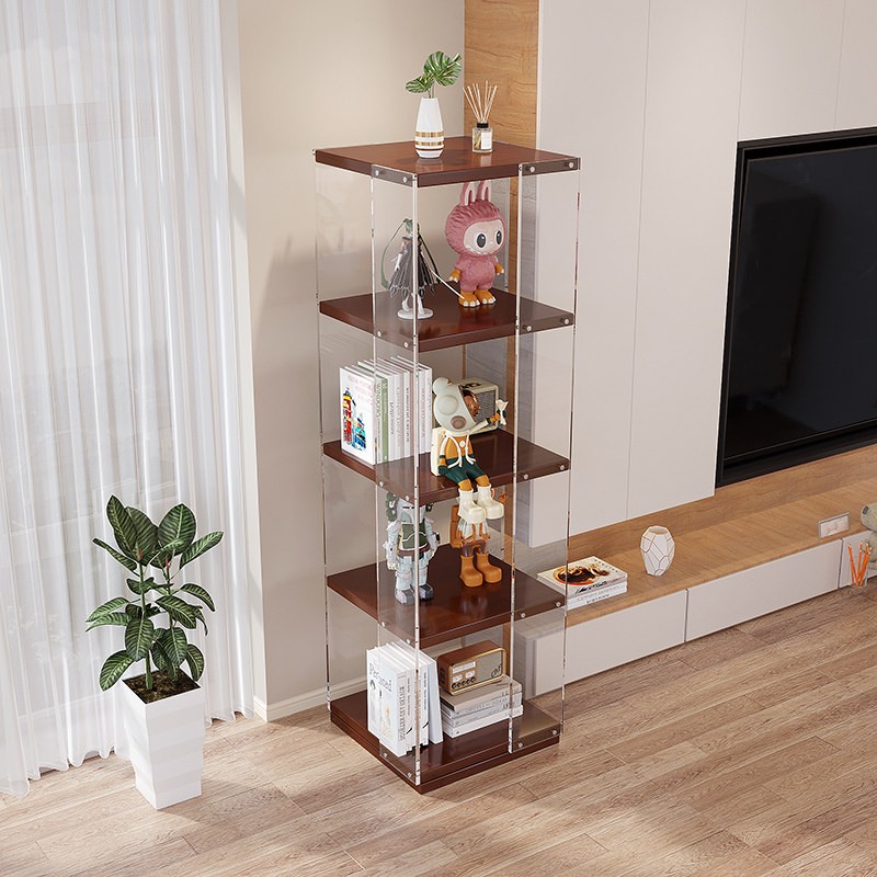 360度旋转书架客厅置物架落地靠墙简易书柜省空间学生家用展示柜