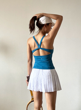 lululemo同款运动背心吊带网球服性感美背速干透气上衣显瘦带胸垫