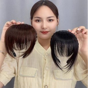刘海假发女自然前额遮白发假发女辫子发箍刘海一体真发自然前额